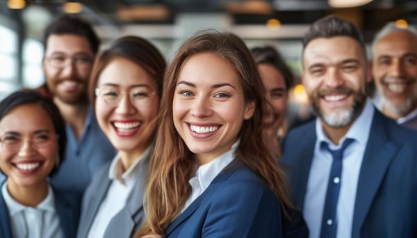 A diverse group of happy business people