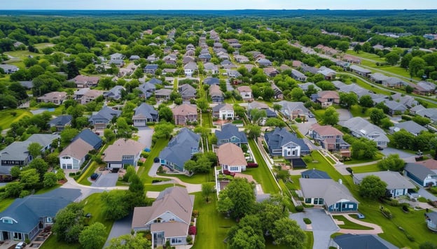 Aerial view of a nice neighborhood