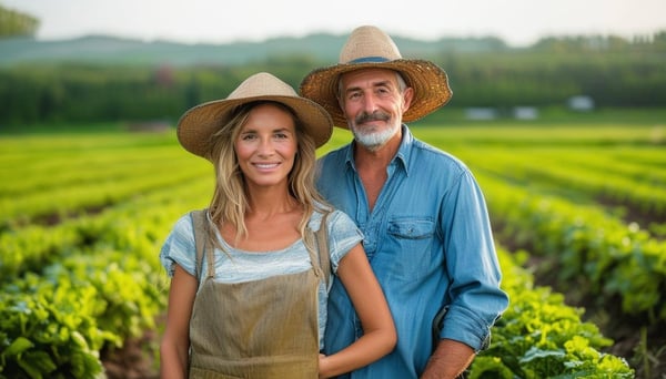 Couple Standing In Farm