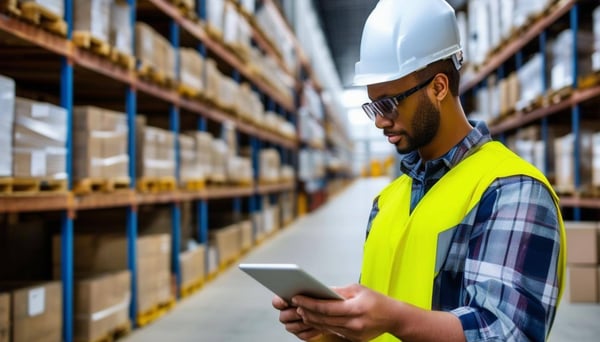 Warehouse Worker Looking At iPad