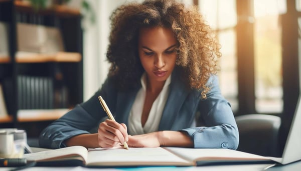 a business women writing the new rulebook-1