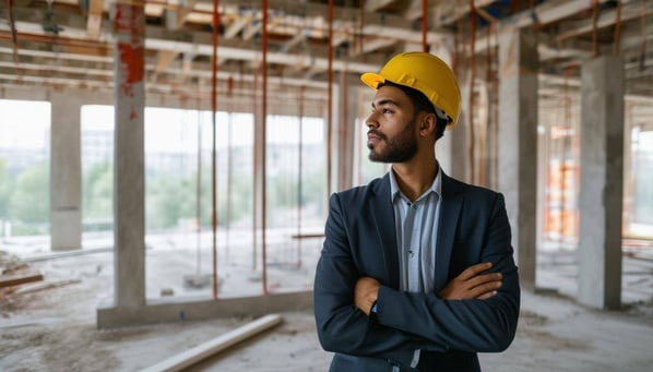 an investor inside a building that is under construction