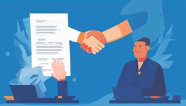 building a partnership document with another company with no handshakes visible-1