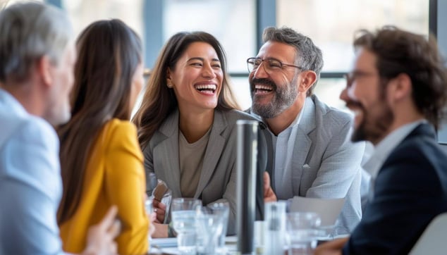 group of professionals talking and laughing casually-3