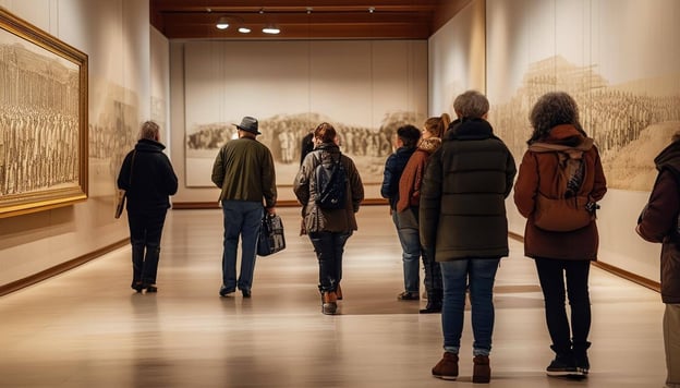 people taking a tour of a museum